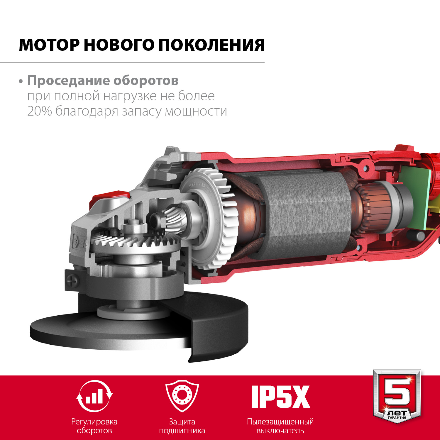 УШМ (Болгарка) с регулировкой оборотов, 125 мм, компакт