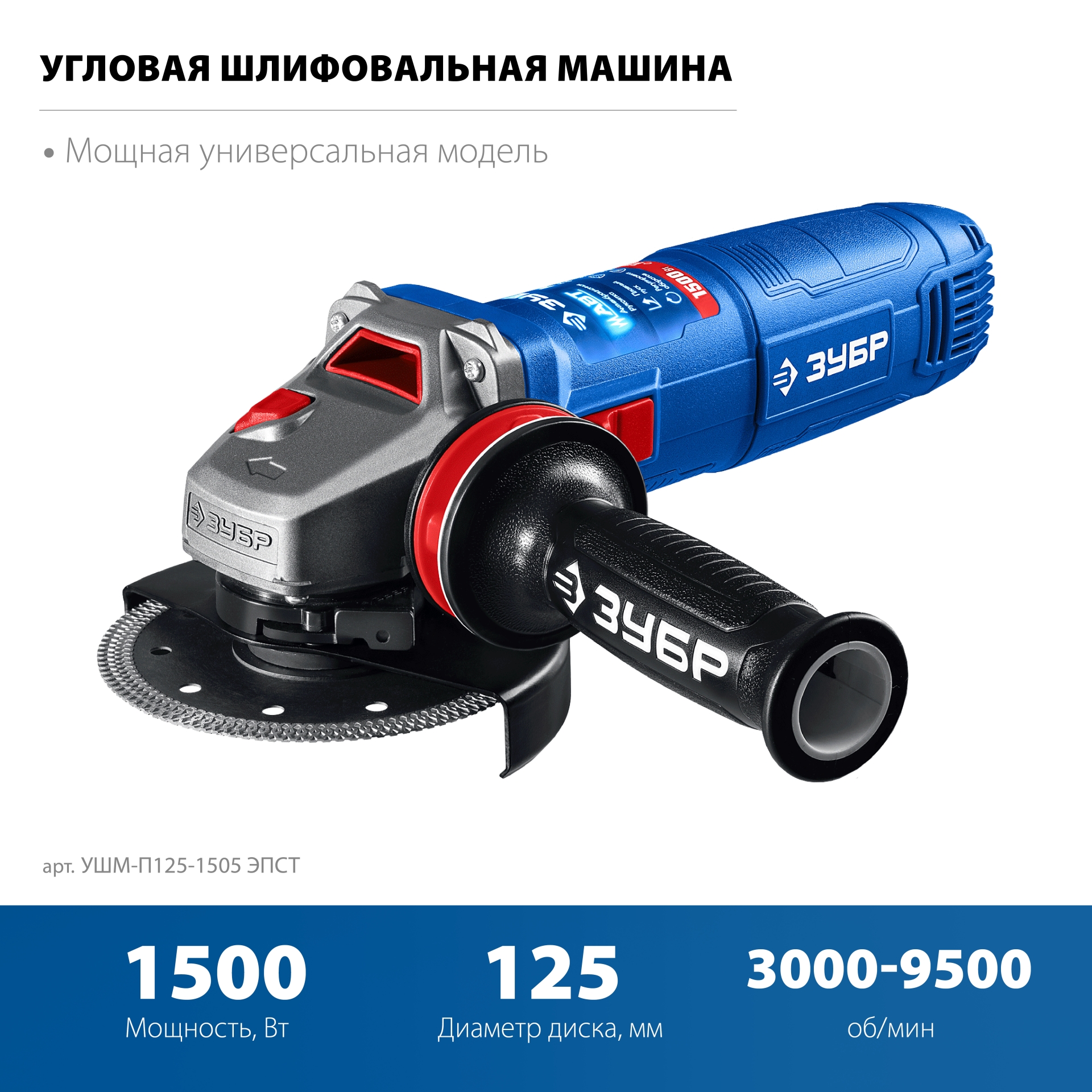 УШМ (Болгарка) с регулировкой оборотов, 125 мм, МИГ, АВТ