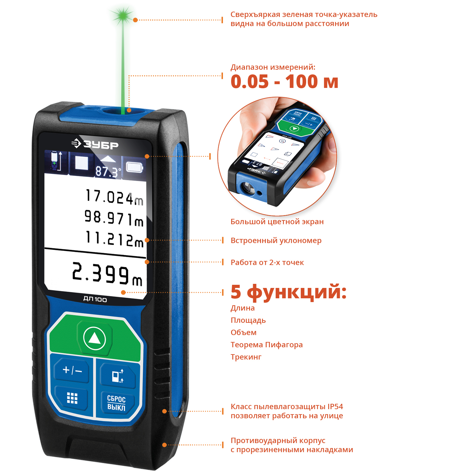 Дальномер лазерный «ДЛ-100», 100м