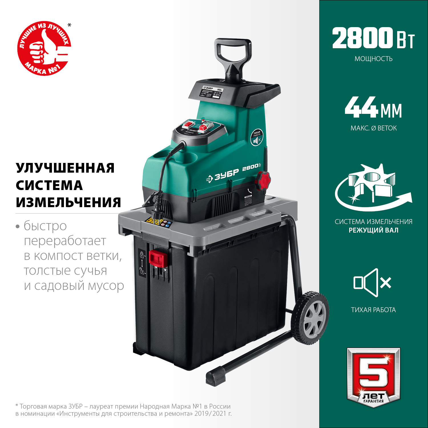 Садовый измельчитель, малошумный